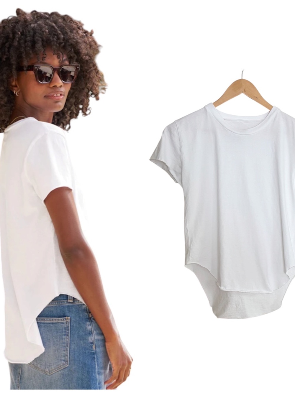 Frank and Eileen White Theo Perfect Tee Short Sleeve Curved Hem XS